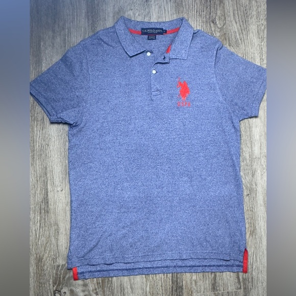 U.S. Polo Assn. Other - U.S. Polo Assn. Heather Blue Polo with Red Emblem